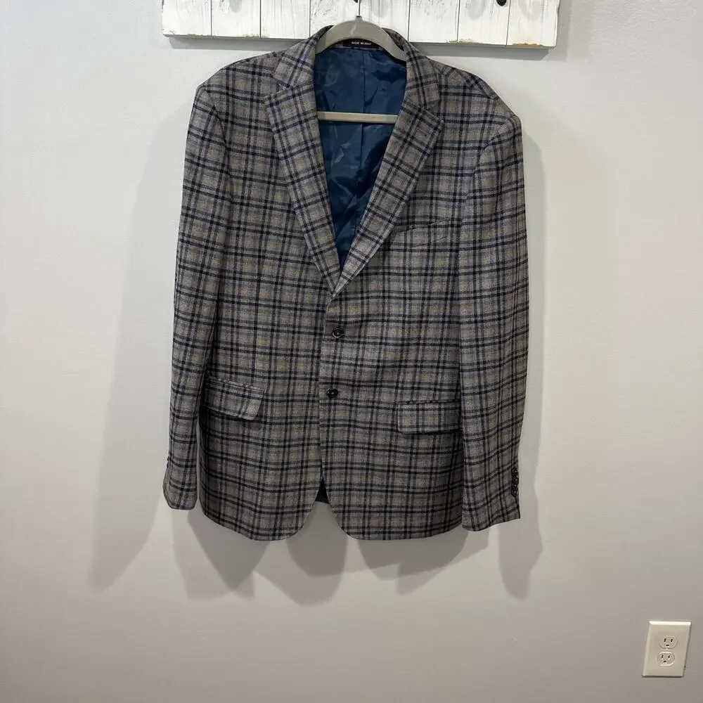 Saks Fifth Ave Reda 1865 Plaid Blazer 46R Wool Sport Coat